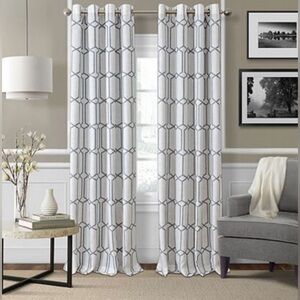 Kaiden Geometric Room Darkening Window Curtain 2 Panels 52" W X 84" L Slate Blue